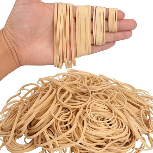 Rubber Bands Assorted Sizes Elastic Bands Size10,size16,size33,4.8in | 4 Sizes Strong Small and Long Rubber Band for Office Supplies Beige 0.5lbs