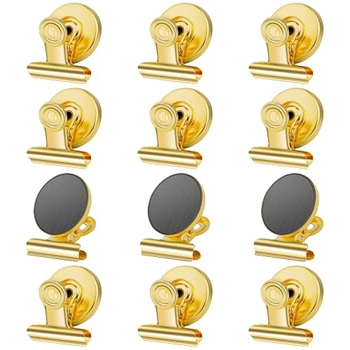 GRTARD 12Pack Magnetic Clips with Anti-Scratch Sticky Pads, | Heavy Duty Fridge Magnets Clip, Whiteboard Magnets with Clips, Non-Scratch Metal Magnetic Clip for Refrigerator, Whiteboard