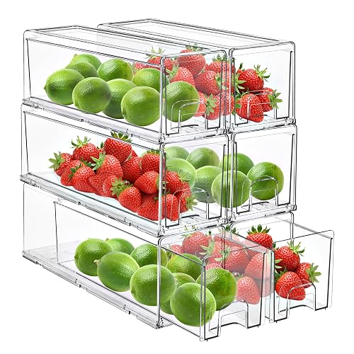 Sorbus Clear Storage Drawers for Refrigerator with Handles (Small, 5 Pack) | Pull-out plastic bins with easy access for pantries, refrigerators and kitchens; stackable slide organization.