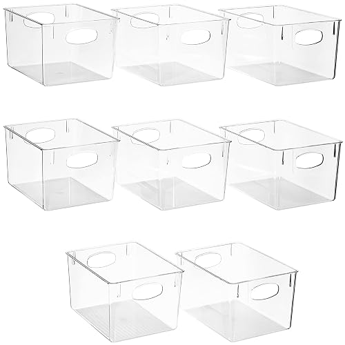 Sorbus Fridge Organizers and Storage, Clear Plastic Bins (Large, 8 Pack) | Easy-access organization for freezers, shelves, drawers, closets and pantries; supports sorting and visibility.