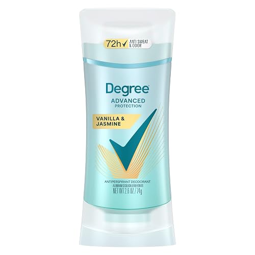 Degree Advanced Protection Antiperspirant Deodorant Vanilla & Jasmine for 72-Hour Sweat & Odor Control for Women, with Body Heat Activated Technology, 2.6 oz