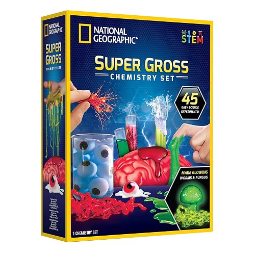 National Geographic Gross Science Kit with 45 Experiments for Kids 8-12 | Brain Dissection, Slime Making, Creepy STEM Projects, Chemistry Activities, Gross Science Experiments, Birthday Gift