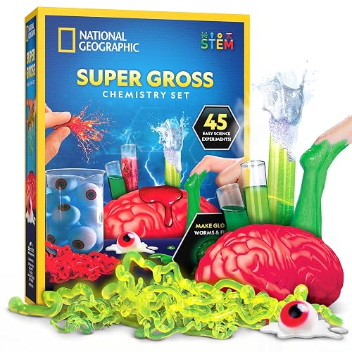 National Geographic Gross Science Kit with 45 Experiments for Kids 8-12 | Halloween Activities, Brain Dissection, Slime Making, Creepy STEM Projects, Chemistry Activities, Gross Science Experiments
