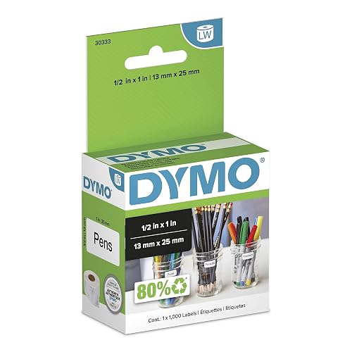 DYMO Authentic LW Extra-Small Multi-Purpose Labels DYMO Labels for LabelWriter Printers White 1/2" x 1" 1 Roll of 1000, Pack of 10