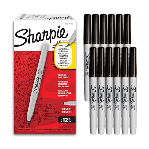 Sharpie Permanent Markers, Water- and Fade-Resistant, Extra Fine Point (0.4mm), Great for Businesses and Home Office, Black, 12 Count