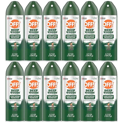 OFF! Deep Woods Insect Repellent Aerosol Spray, 12 Pack, Long Lasting Mosquito & Tick Protection, 3.7 oz