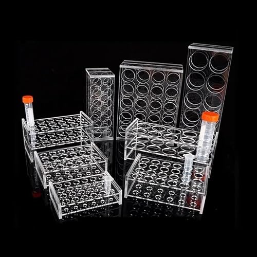 ScrVnrvez Acrylic Centrifuge Tube Rack, 8/10/12/20 Wells Test Tube Holder for 50ml/100ml Cryotubes, Transparent Lab Sample Tube Stand(50ml1hole)