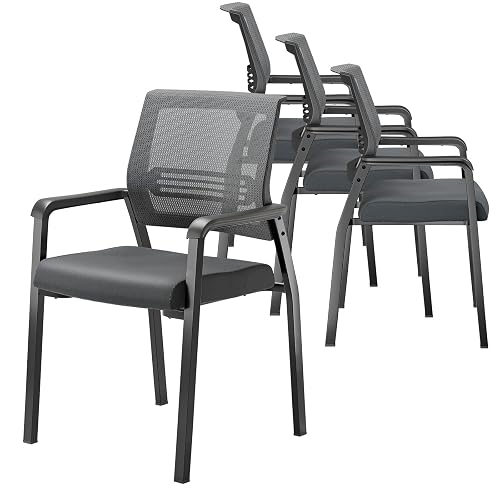 VINGLI Oversize 350 Ibs Stacking Waiting Room Chairs Mesh Seat, 4P Grey | Stackable Office Chairs, Contemporary Style, Mesh Back & Seat, Steel Frame, 350 lbs Capacity