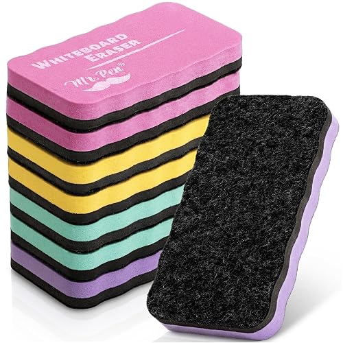 Mr. Pen- Magnetic Dry Erase Erasers, 4"x2.25", 8 Pack | Colorful Magnetic Whiteboard Erasers for White Board, Classroom, Home, Office, Back to School Supplies