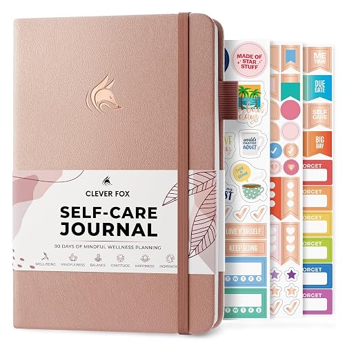 Clever Fox Self-Care Journal for Women, Daily Planner 5.8x8.3 Rose Gold | 3-month mental health journal, habit tracker, wellness journaling supplies for women & teen girls, gratitude & mood log