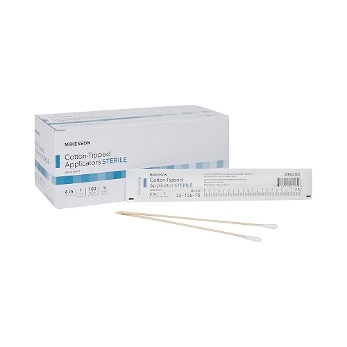 McKesson Cotton Tipped Applicator, Long Sterile Medical Swabs, 6 in, 100 ct | Individually Wrapped, Wood Shaft
