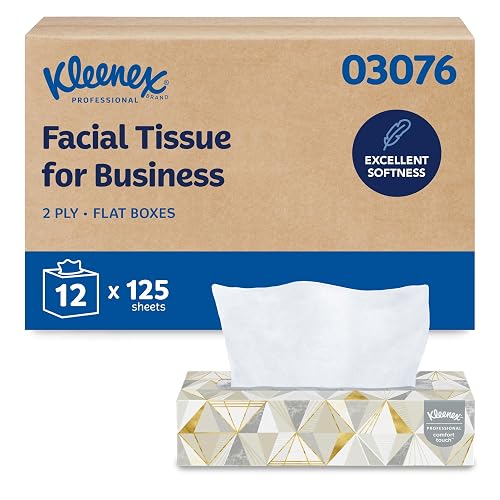 Kleenex Professional Facial Tissue, Bulk, 12 Boxes x 125 Tissues (03076) | Flat Tissue Boxes, 2-Ply, Soft & Strong, Convenience Case, Premium Tier