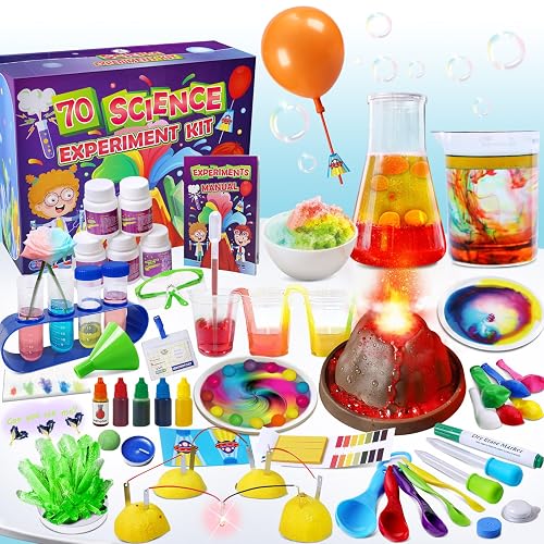 UNGLINGA 70 Lab Experiments Science Kits for Kids Chemistry Set Toys | Crystal, Erupting Volcano, Fruit Circuits, S.T.E.M Activities Science Project, Birthday Gifts Idea for Girls Boys