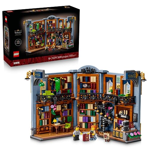 LEGO Icons Bookstore: Book Nook 11379 | Book Shelf Decor, 1690 pieces, Building Set for Adults, Ages 18+, Model Kit for Display, Gift for Men & Women, 2 Minifigures