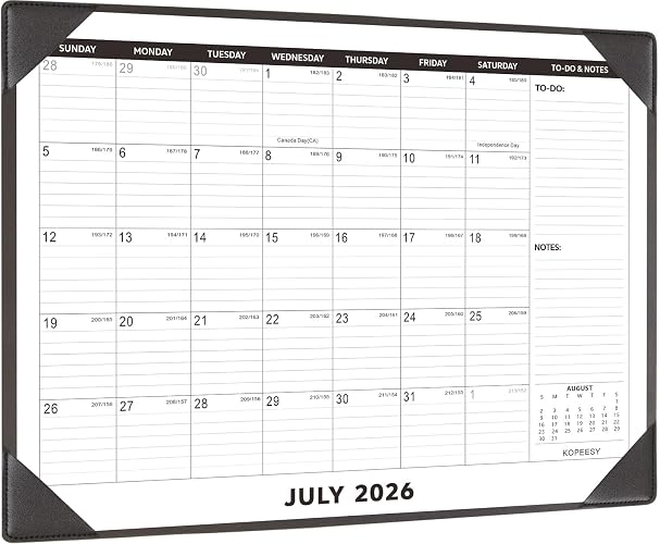 KOPEESY Desk Calendar 2026-2027 with Protective Mat 22" x 17" | 18‑Month Desk Pad Calendar - Desktop Calendar from July 2026 to December 2027 - Monthly Calendar for Home, School and Office