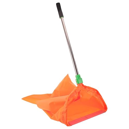 Zerodeko Garbage Dustpan: Detachable Garbage Bags - Orange Windproof - Leaf Collector Yard Dustpan Litter Bags - Long Handle Trash Grabber for Outdoor Janitorial