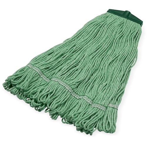 SPARTA Mop Head Loop-Ended, Screw-On, Fits 3/4" Acme Threaded Handle (Sold Separately), Synthetic Blend, Green