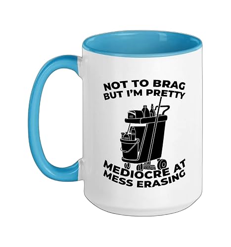 Cleaner Sanitation Housekeeping - Janitorial Cleaner Ceramic Mug, Blue/White, 15oz