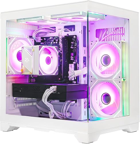 HELLOLAND King White Gaming PC Desktop Computer - AMD Ryzen 5 5600 6-Core 3.5 GHz- AMD Radeon 6600M 8GB- 16GB DDR4 3200MHz RAM- 1TB PCIe SSD- 5 RGB Fans with Software- WiFi & Bluetooth- Windows 11