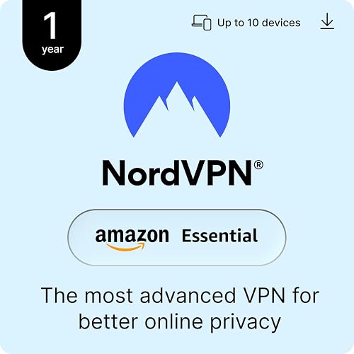 NordVPN Amazon Essential, 1 Year, 10 Devices, VPN + Password Manager, Digital Code