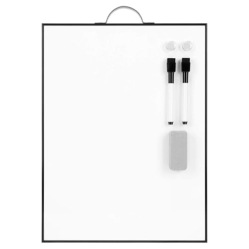 TSJ OFFICE Small White Board - 16" X 12" Portable Black Aluminum Framed Whiteboard, Magnetic Dry Erase Board with a Handle, to Do List Notepad for Office, Home, School