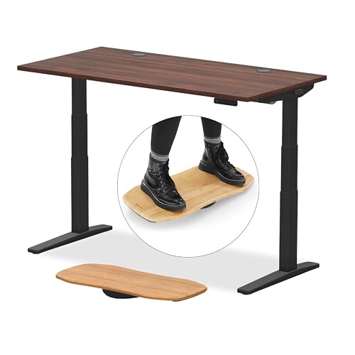 UPLIFT DESK V3 2-Leg Walnut Laminate Wood Standing Desk – Adjustable Height, Advanced 1-Touch Memory Keypad, Under Desk Cable Management, Wire Grommets & Rocker Board (Black C-Frame, 60 x 30 inch)