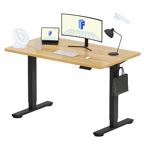 FLEXISPOT EN1 48"x24" One-Piece Standing Desk, Maple (Black Frame) | 176 LBS Capacity, Seamless Desktop, Home Office, 4 Memory Presets, Dual Monitor Setup, Anti-Collision