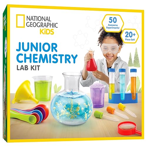 National Geographic Junior Chemistry Set with 50 Experiments for Kids | 20+ Lab Tools, Early Learning Lab, Hands-On Science Experiments, Chemistry Kit for Kids Ages 4-6, Birthday Gift