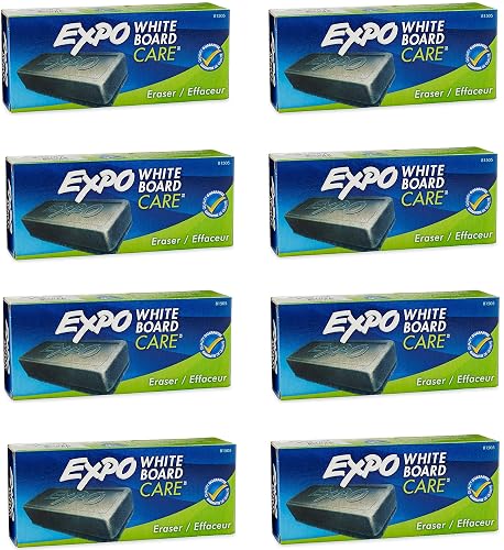 EXPO 81505 Block Eraser Dry Erase Whiteboard Board Eraser, Soft Pile, 5 1/8 W x 1 1/4 H - Pack of 8