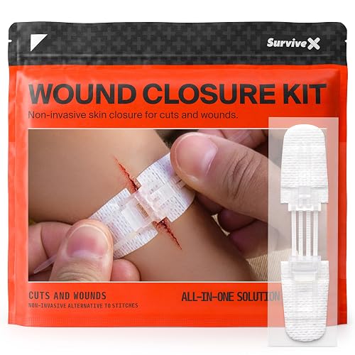 SurviveX Zip Stitch Wound Closure Kit - No Stitches Needed | Close Wounds Without Needles or Stitches, Non-invasive for Sensitive Users, Easy to Use, Adjustable Tension