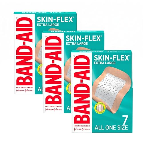 BAND-AID Brand Skin-Flex Adhesive Bandages for First Aid and Wound Care of Minor Cuts and Scrapes & Burns, Flexible Sterile Bandages for Fingers & Knees, Extra Large, All One Size, 7 ct (Pack of 3)