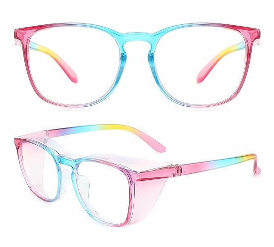 Alsenor Safety Glasses Anti Fog Goggles Protective Eyewear Blue Light Blocking Anti Dust UV Protection Glasses For Men Women (Rainbow)