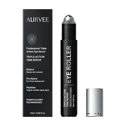Under Eye Serum-Caffeine & Retinol & Peptide Eye Serum for Dark Circles, Puffiness & Fine Lines, Travel Essential Vegan Skincare Brightener Roller, Cooling Eye Massage, Dermatologist-Tested