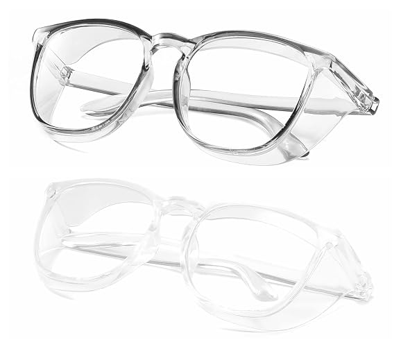 Alsenor Safety Glasses Anti Fog Goggles Protective Eyewear Blue Light Blocking Anti Dust UV Protection Glasses For Men Women (2 Pack(grey+transparent))