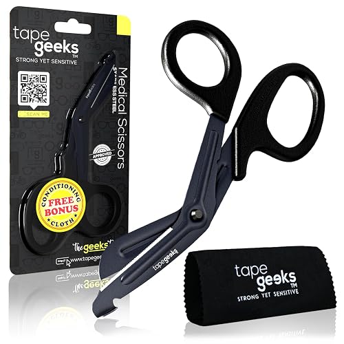 TapeGeeks Medical Scissors, Trauma Shears, Bandage & Athletic Tape Scissors | 7.5" bandage scissors for home & work, blunt-tip safety, Japanese stainless steel, autoclavable to 290°F, pocket-friendly