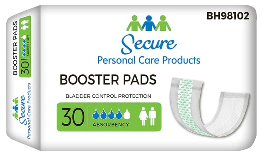 Secure Personal Care Total Dry Duo Ultra Thin Booster Pad 4x12, Case of 180, Bag of 30