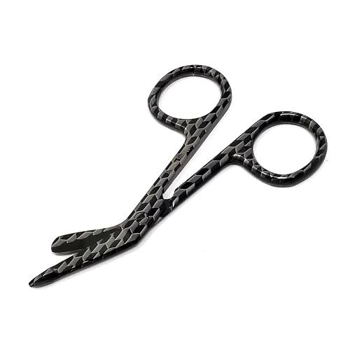 Lister Bandage Scissors 3.5" Nurse Vet Tech Gift - Made of Stainless Steel - First Aid, Used For Cutting Gauze, Tape, Clothing Bandages, Vet Wrap Adhesive Removal, Comes In Patterns (Black Weaves)