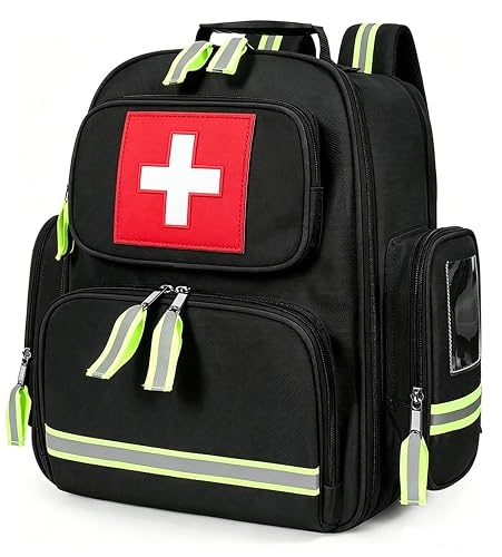 Gatycallaty First Aid Backpack Emergency Medical Backpacks Empty Waterproof Survival Bags Trauma Bag for Nurses Home Car (Black)