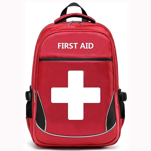 Camoredy First Aid Bag Empty Red Emergency First Responder Trauma Multi-Pocket Traveling Field Trips Camping Essentials (Red, 1 Piece)