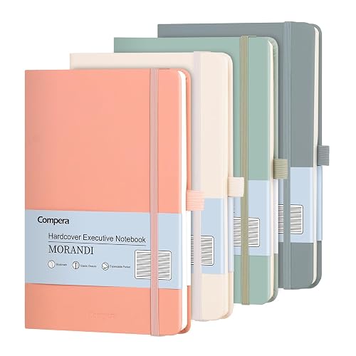 Comix 4 Pack Lined Journal Notebooks for Work, 176 Pages, 5.5"x8.3" | Hardcover, A5 Medium College Ruled, Journaling Notebooks for Notes-Taking, Fits for Office School Home, Assorted Morandi