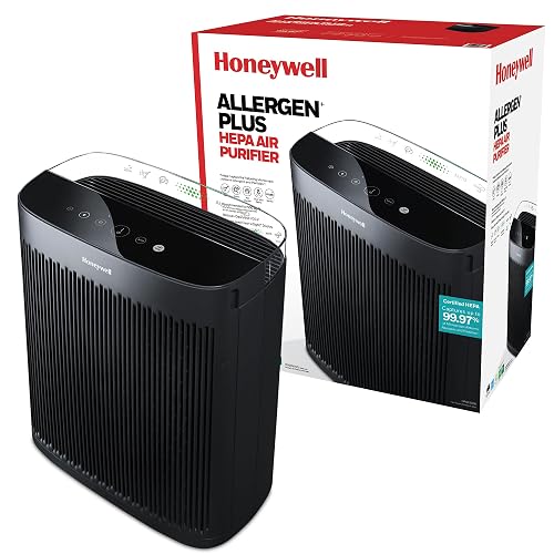 Honeywell HEPA Air Purifier for Home, 2423 Ft² Rooms in 1 Hour, Air Quality Monitor, Auto Mode, Reduces Allergens, Dust, Pollen, Pet Dander, Odors, Smoke, Black, HPA5300B
