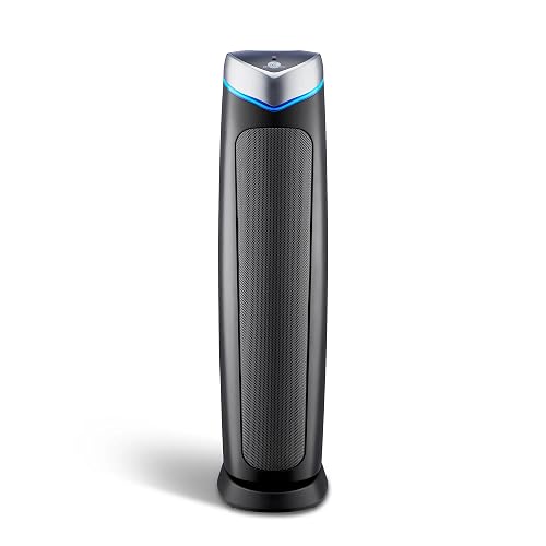 GermGuardian 5-In-1 HEPA Air Purifier for Home, Large Rooms Up To 915 Sq. Ft. with HEPA Pet Air Filter, UV-C Light & Odor Reduction, AC5250PT, 28" Tower, Gray
