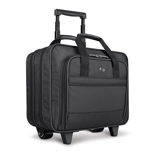 Solo New York Rolling Case with Wheels - Roller Laptop Bag, Wheeled Briefcase for Women & Men, Carry On Size for Travel, Fits 15.6" Computer - Carnegie, Black