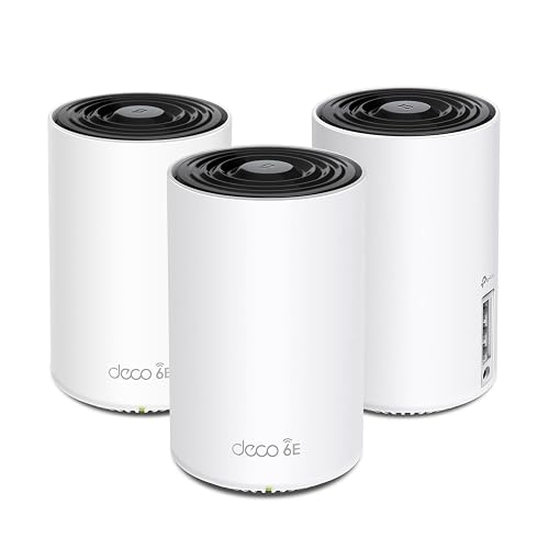 TP-Link Deco XE75 AXE5400 Tri-Band WiFi 6E System, 3-Pack | Wi-Fi up to 7200 Sq.Ft, Engadget Rated Best for Most People, Replaces WiFi Router & Extender, AI-Driven, 6GHz Band, WPA3