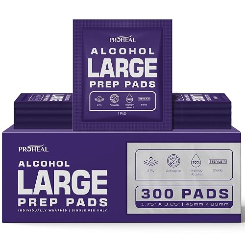 Alcohol Prep Pads - 300 70% Isopropyl Alcohol Wipes Individually Wrapped | 70% Isopropyl Alcohol Prep Pads - 2 Ply Alcohol Swabs for Injections - First Aid Sterile Swab Pads - Bigger Size