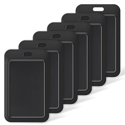 Uniclife 6 Pack Sliding ID Badge Holder Hard Black Vertical Plastic Card Case Protector Pouch with Clear Window for Office School ID Credit Cards Proximity Key Cards Driver’s Licenses and Passes