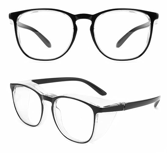 Alsenor Safety Glasses Anti Fog Goggles Protective Eyewear Blue Light Blocking Anti Dust UV Protection Glasses For Men Women (Black)