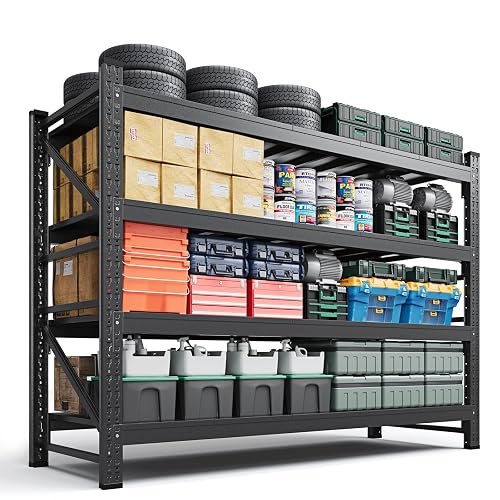 Letaya 4000LBS Storage Shelves Heavy Duty,60" W Garage Shelving Units, 4 Tier Adjustable Utility Rack Shelf,Large Metal Industrial Shelves,for Shop,Warehouse,Basement,Black (60" W x 24" D x 70" H)