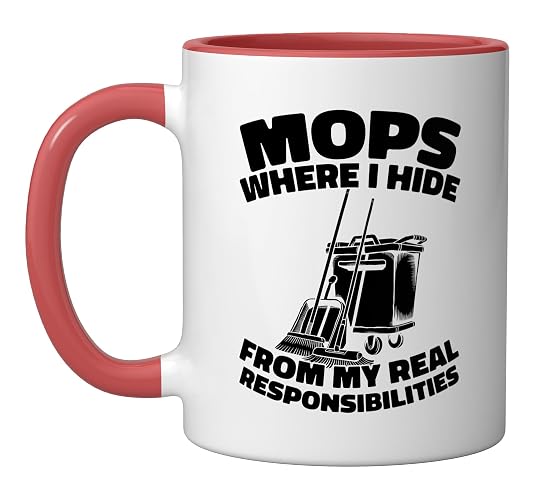 Cleaner - Sanitation Janitorial Housekeeping Cleaner Ceramic Mug, Red/White