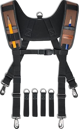 WELKINLAND Heavy-Duty Tool Belt Suspender, Padded Tool Belt Suspenders | Comfy Tool Belt Suspenders, Ripstop Suspenders For Tool Belt, Adjustable Tool Bag Suspenders, Work Belt Suspenders For Man